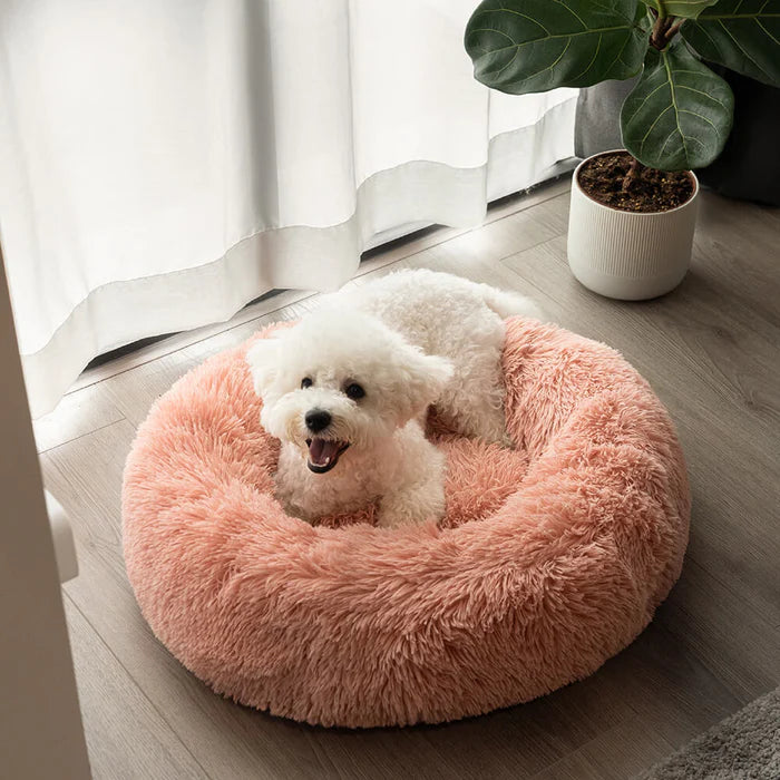 Lit rond apaisant et moelleux pour chiens